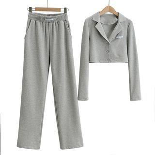 Set: Cropped Blazer + Straight Leg Pants