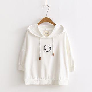 Smiley Hooded Elbow-sleeve T-shirt