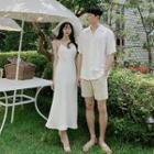Couple Matching Short-sleeve Shirt / Strappy Midi Dress