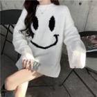Smiley Face Sweater White - One Size