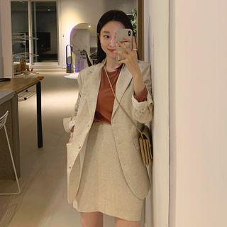 Herringbone Linen Blend Skirt