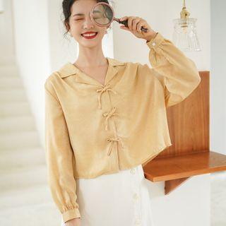 Long-sleeve Bow-detailed Blouse