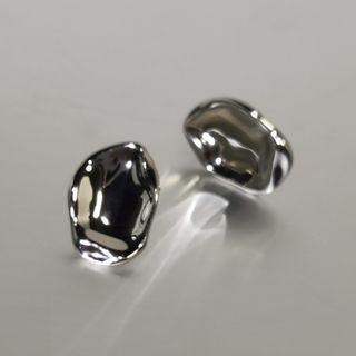 Asymmetrical Disc Sterling Silver Stud Earring