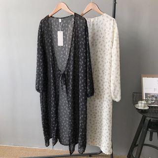 Floral Lace-up Long Jacket