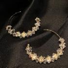 Rhinestone Open-hoop Earring Stud Earring - 1 Pair - Gold - One Size