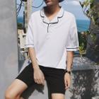 Piped Elbow-sleeve Polo Shirt
