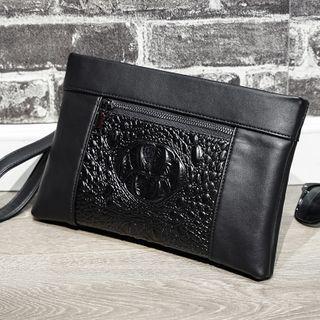 Croc Grain Clutch Black - One Size
