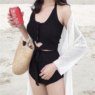 Halter Drawstring Bikini + Swim Shorts