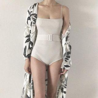 Plain Ribbed Swimsuit