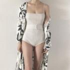 Plain Ribbed Swimsuit