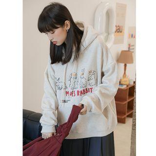 Print Hoodie Beige - One Size