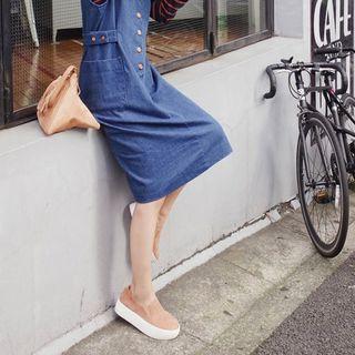 Sleeveless Buttoned Denim Midi Dress
