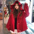 Long-sleeve Hooded Top Red - One Size
