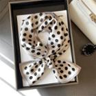 Polka Dot Silk Scarf Box Set - Beige & Gray - One Size