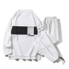 Set: Two-tone Applique Sweatshirt + Sweatpants