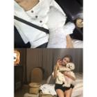 Square-neck 3/4-sleeve Blouse