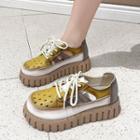 Platform Paneled Lace-up Shoes