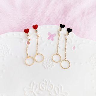 Faux Pearl Heart Hoop Dangle Earring