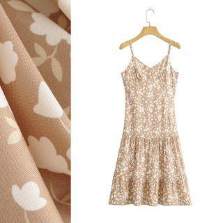 Spaghetti-strap Floral Tiered A-line Dress