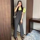 Puff-sleeve Blouse / Loose Fit Jumper Pants