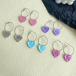 Lettering Heart Hoop Earring