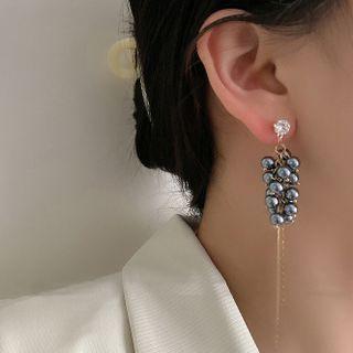 Rhinestone Faux Pearl Dangle Earring 1 Pair - Gold & Ash Blue - One Size