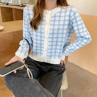 Check Button-up Cardigan