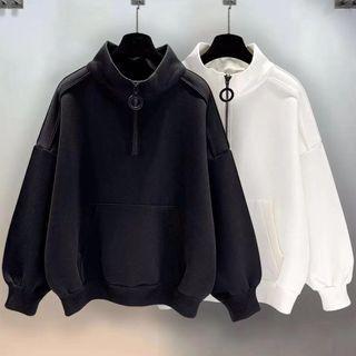 Semi High-neck Semi Zip Sweatshirt