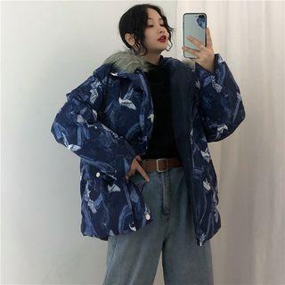 Faux Fur Collar Hooded Padded Coat