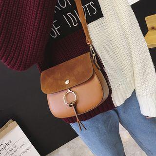 Faux Suede Panel Crossbody Bag