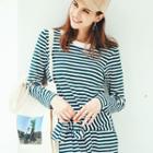 Striped Long Sleeve Midi Knit Dress