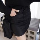 Zip-front Coated Mini Skirt