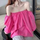 Off-shoulder Balloon-sleeve Blouse As Shown In Figure - One Size