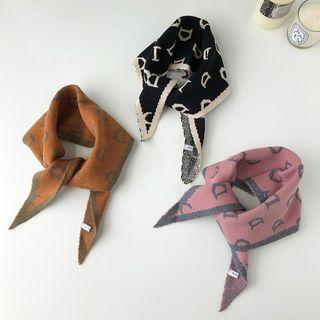 Letter D Print Knit Triangle Scarf