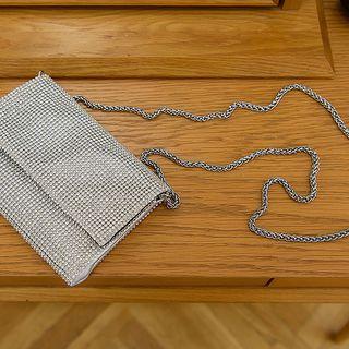 Rhinestone Clutch Silver - One Size