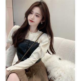 Blouse / Spaghetti Strap Faux Leather Top