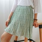 Floral Pleated Mini Flare Skirt