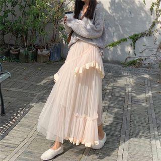 High-waist Asymmetric Midi Skirt