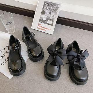 Platform Bow Accent Mary Jane Shoes