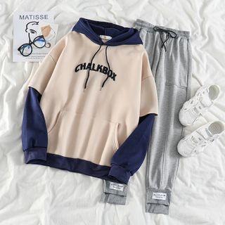 Mock Two-piece Lettering Hoodie / Sweatpants