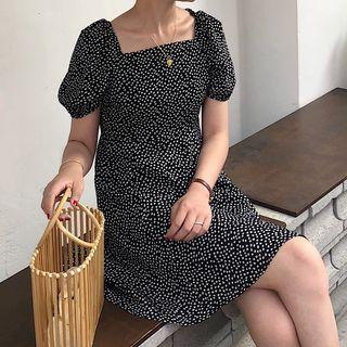 Floral Print Bow-back Short-sleeve A-line Dress