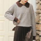 Collared Striped Knit Top