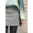 Houndstooth Wool Blend Miniskirt