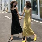 Spaghetti-strap Slit Maxi Knit Dress