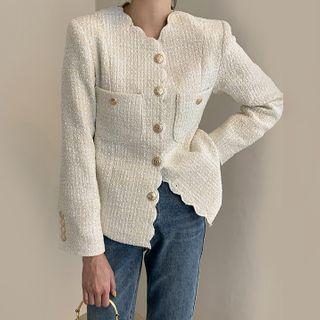 Scallop Trim Button Jacket