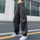 Low Rise Distressed Baggy Jeans
