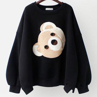 Lantern-sleeve Bear Print Thick Sweatshirt