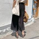 Slit-side Wide-leg Pants Black - One Size