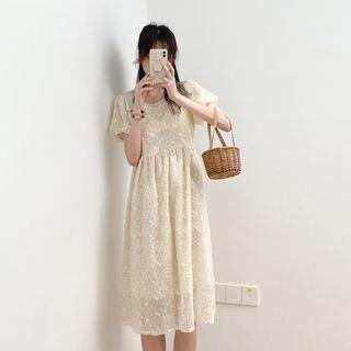 Open Back Floral Ruffle A-line Dress As Shown In Figure - One Size