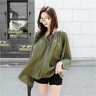 V-neck Shirred Flared Top